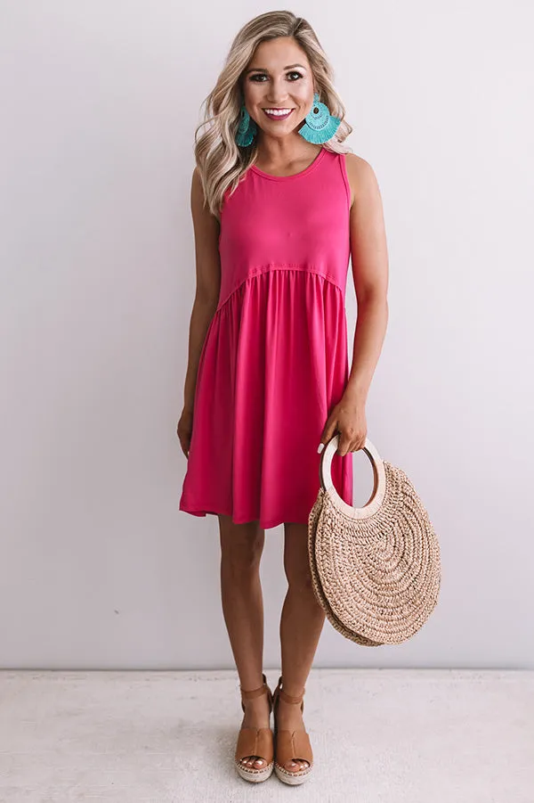 Beach Vibes Babydoll Dress In Fuchsia