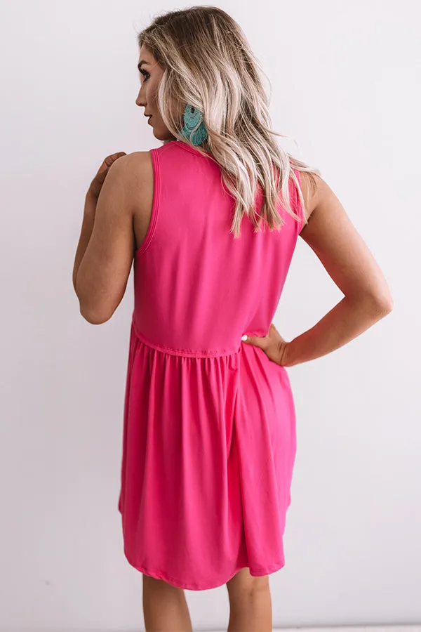 Beach Vibes Babydoll Dress In Fuchsia