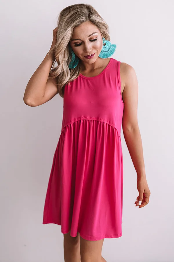Beach Vibes Babydoll Dress In Fuchsia