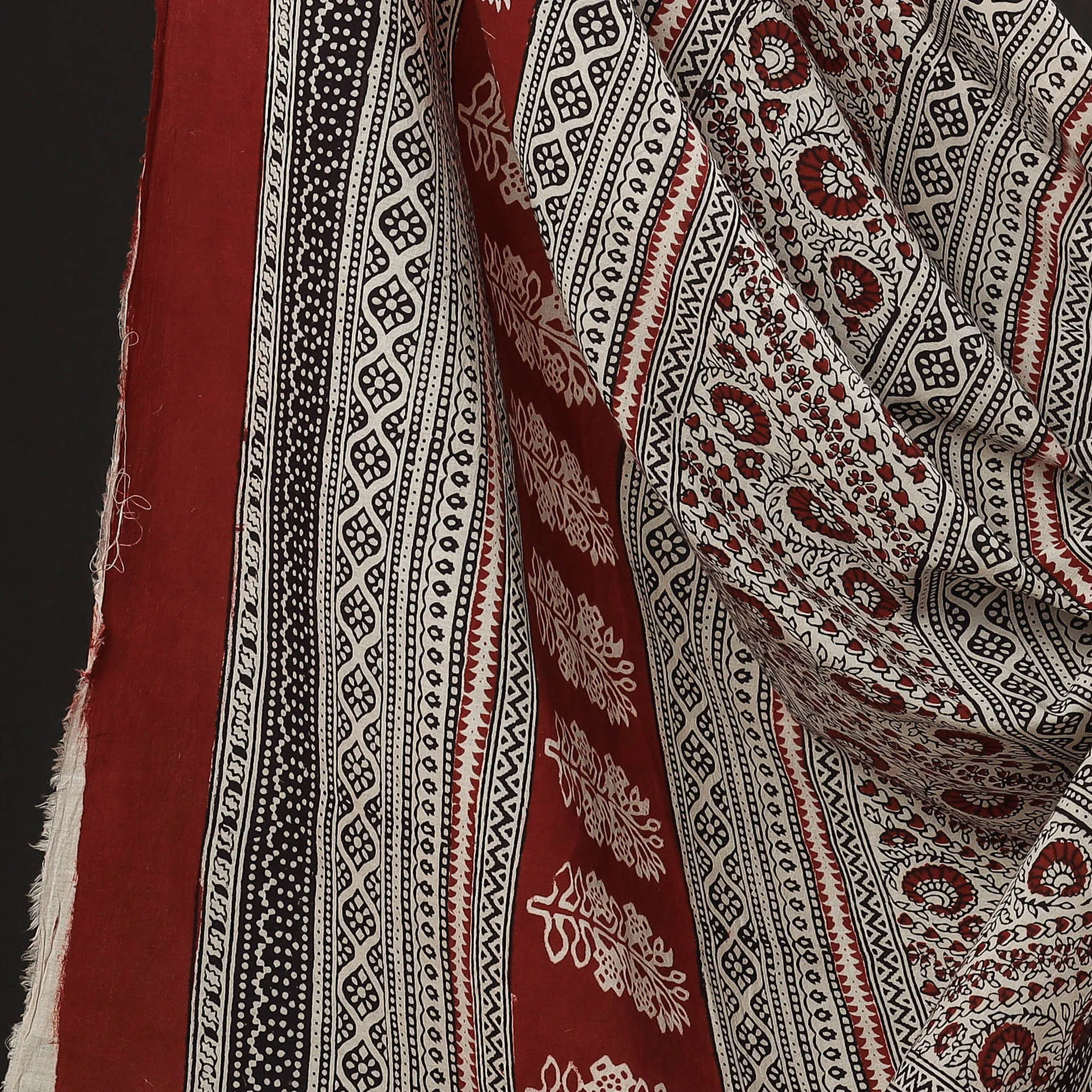 Beige - 3pc Bagh Block Printed Natural Dyed Cotton Suit Material Set 08