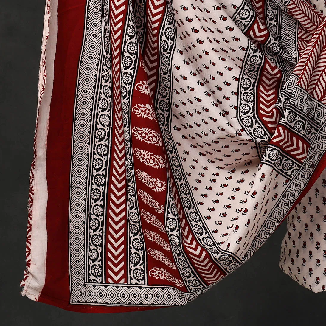 Beige - 3pc Bagh Print Cotton Dress Material Set 19