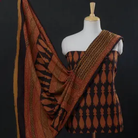 Black - 3pc Bagh Block Printed Natural Dyed Cotton Suit Material Set