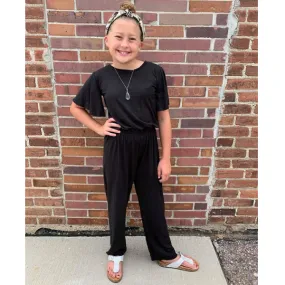 BLACK FLUTTER ROMPER