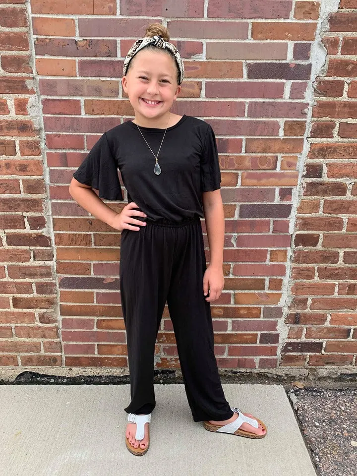 BLACK FLUTTER ROMPER