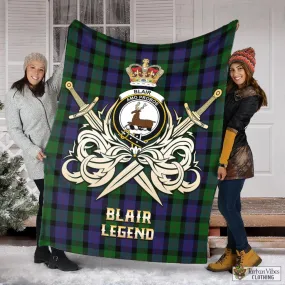 Blair Tartan Blanket with Clan Crest and the Golden Sword of Courageous Legacy