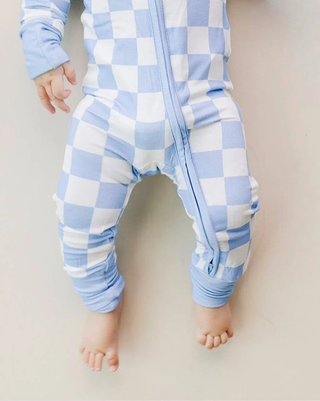 Blue Checkered Bamboo Romper