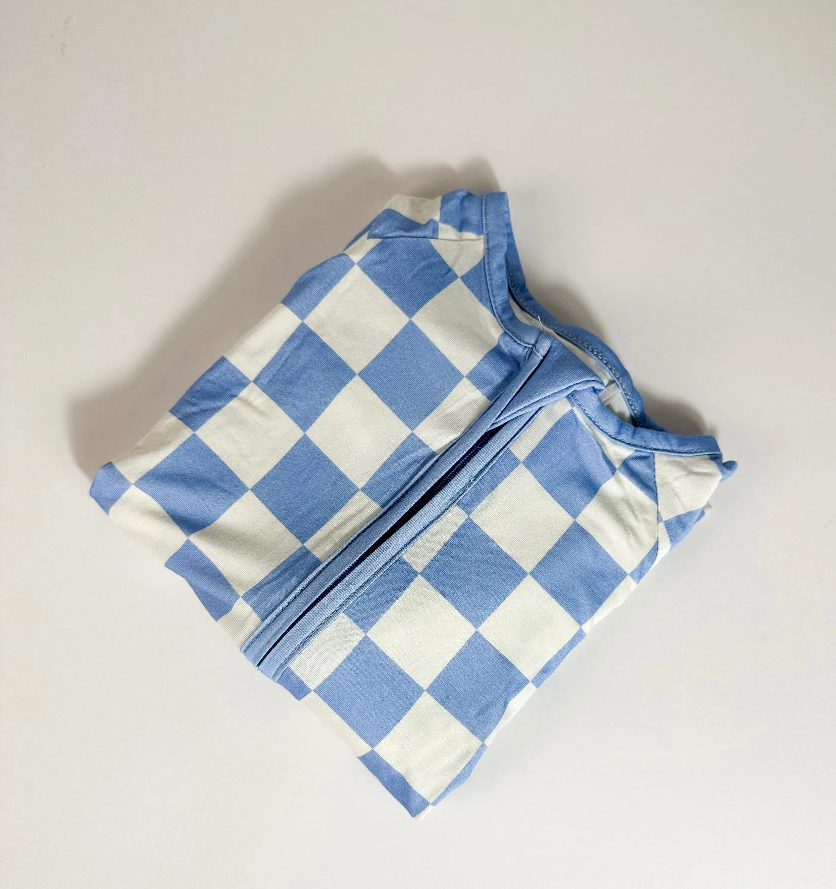 Blue Checkered Bamboo Romper