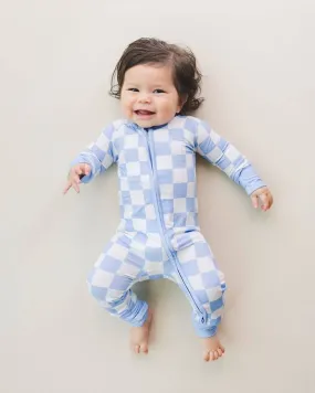 Blue Checkered Bamboo Romper
