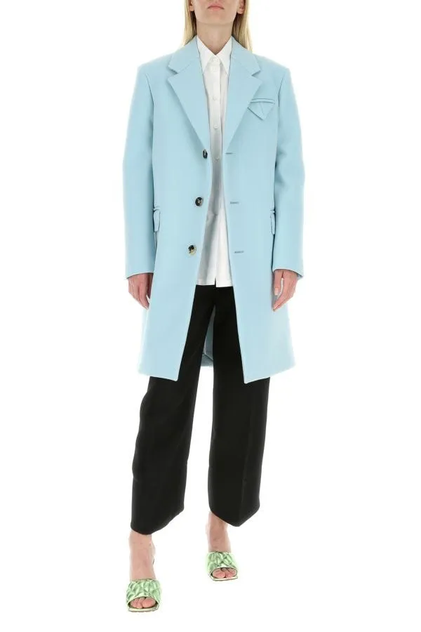 BOTTEGA VENETA | Pastel light-blue tricotine coat