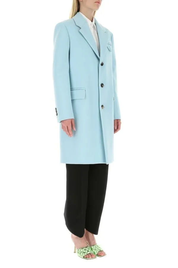 BOTTEGA VENETA | Pastel light-blue tricotine coat