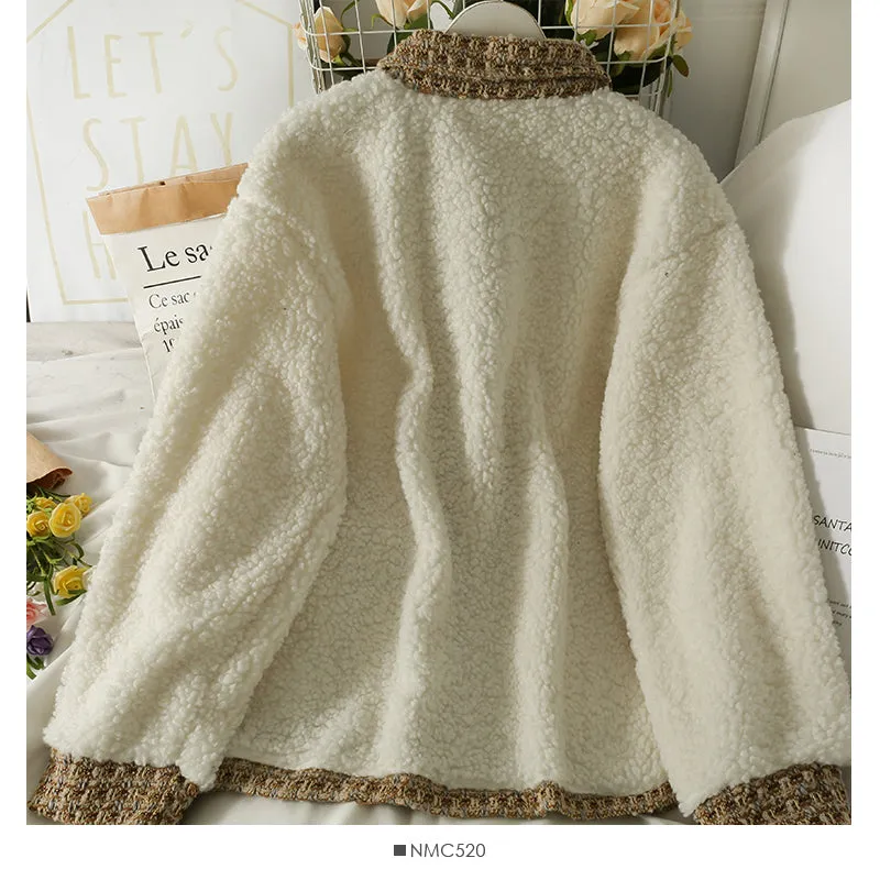 Bright silk tweed single breasted loose and thin coat  2125