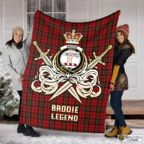 Brodie Tartan Blanket with Clan Crest and the Golden Sword of Courageous Legacy