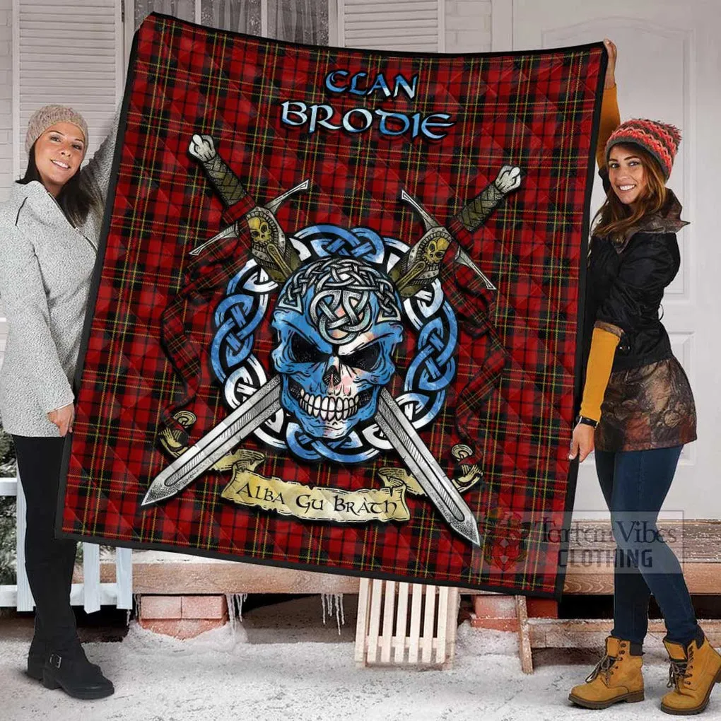 Brodie Tartan Quilt with Celtic Skull Alba Gu Brath Style