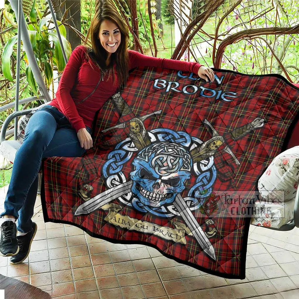 Brodie Tartan Quilt with Celtic Skull Alba Gu Brath Style
