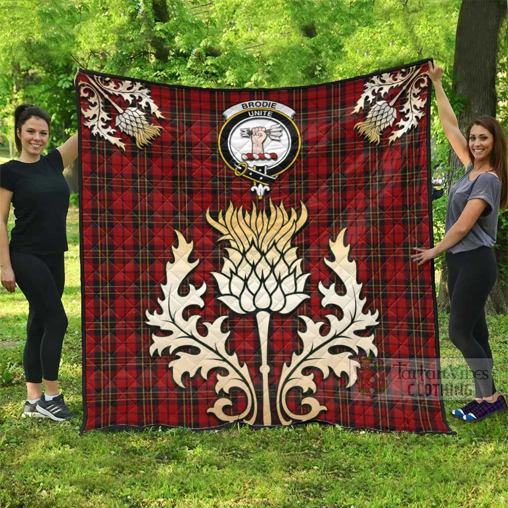 Brodie Tartan Quilt with Family Crest and Golden Thistle Style