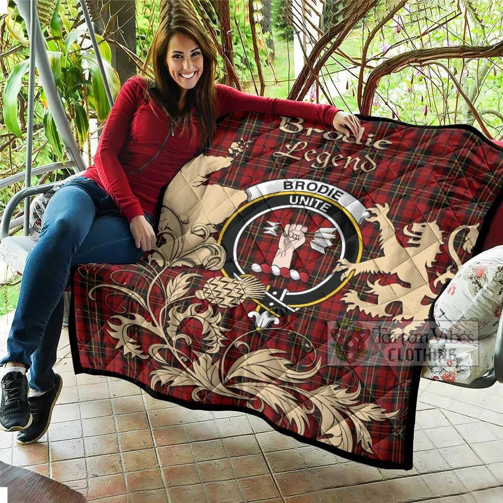 Brodie Tartan Quilt with Family Crest and Scottish Symbol Style