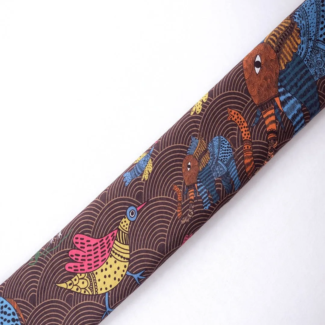 Brown Gond Print Silk Fabric