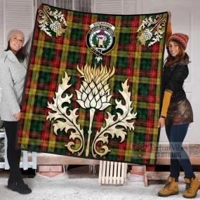 Buchanan Tartan Quilt with Family Crest and Golden Thistle Style