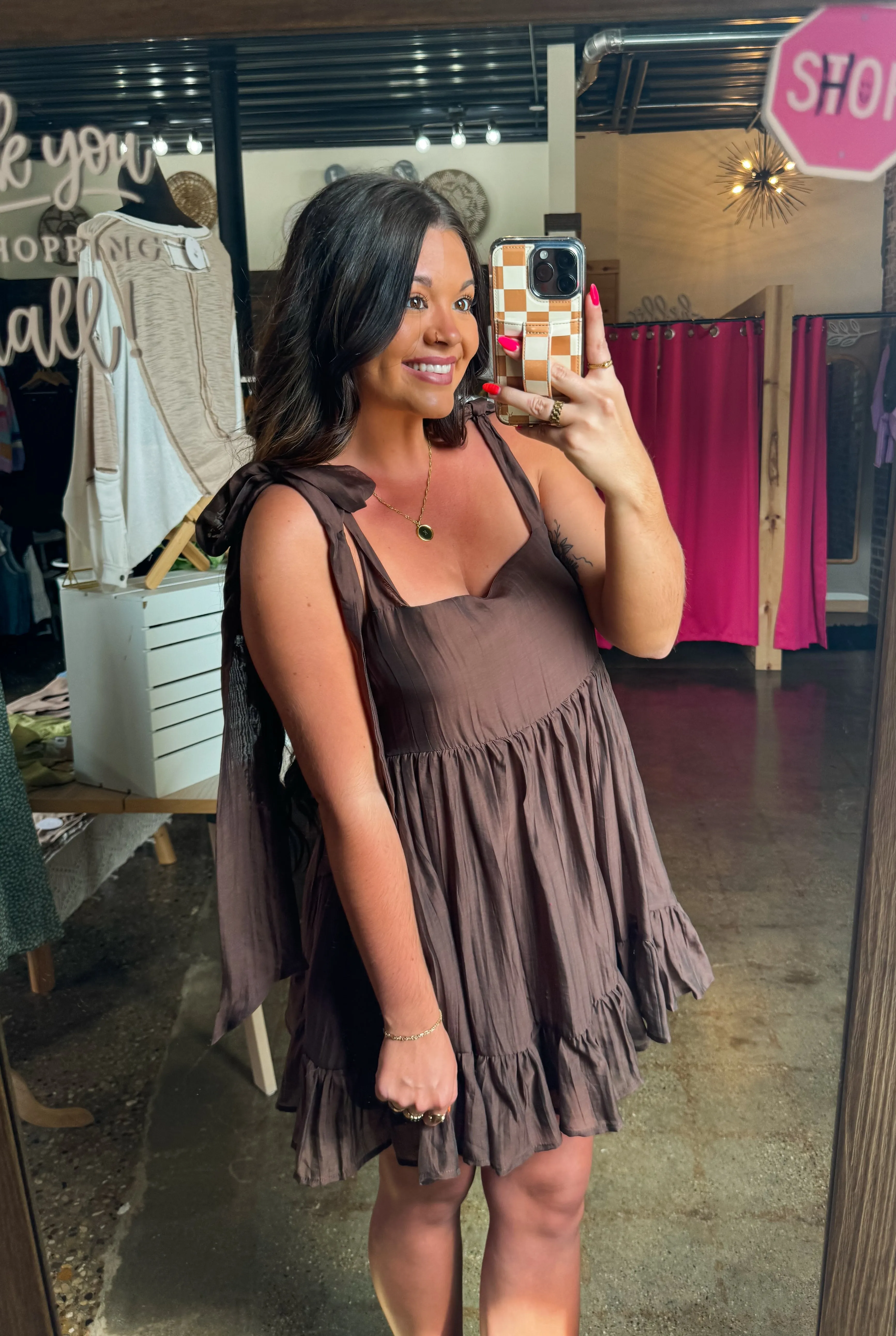 CABANA ESCAPE DRESS-BROWN