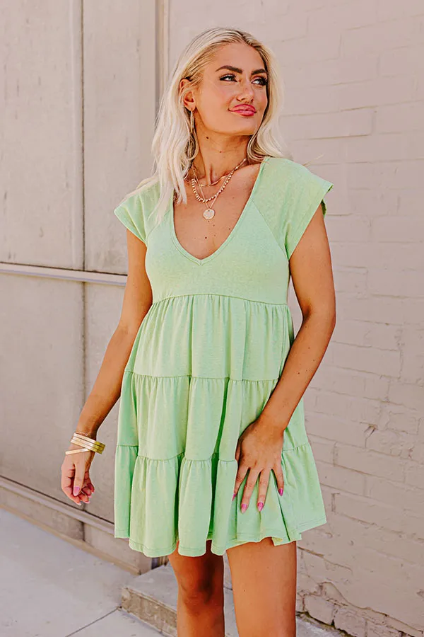 Calm Retreat Babydoll Dress In Lime