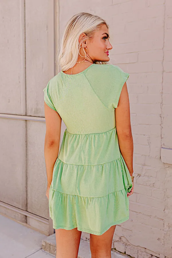 Calm Retreat Babydoll Dress In Lime