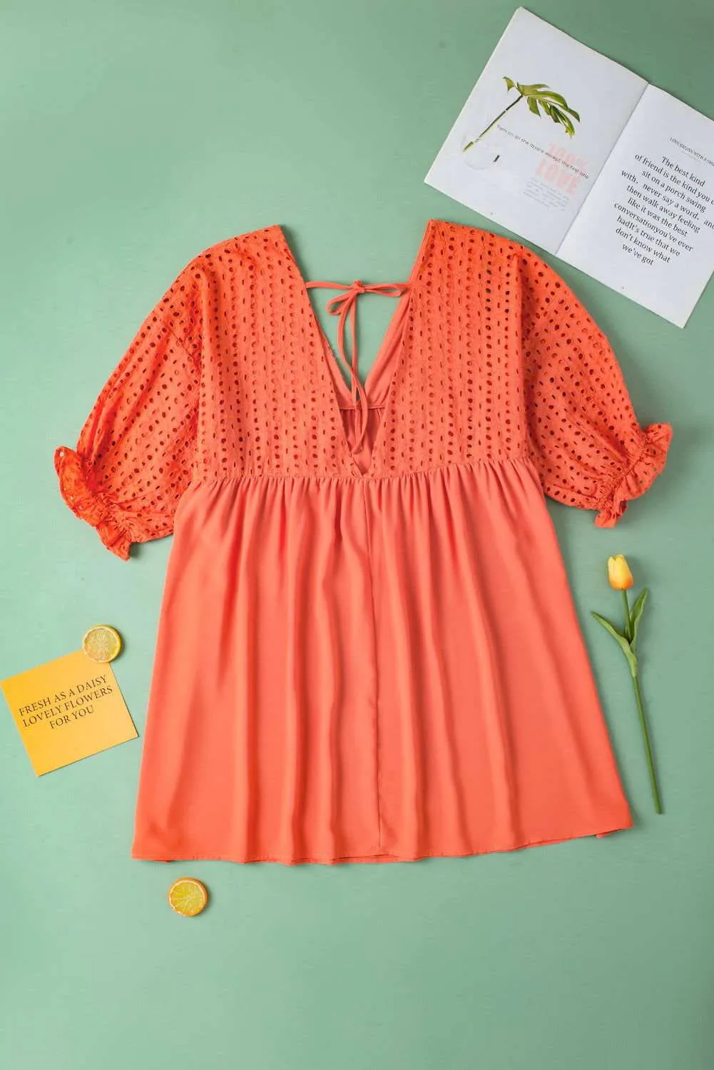 Carrot Plus Size Eyelet V Neck Babydoll Dress - Stylish Fit
