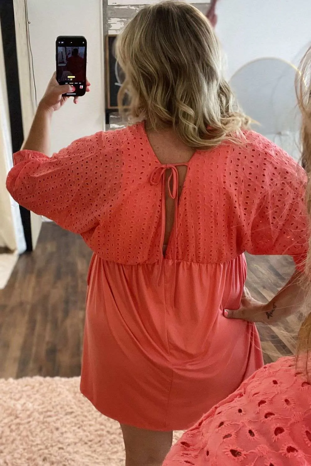 Carrot Plus Size Eyelet V Neck Babydoll Dress - Stylish Fit