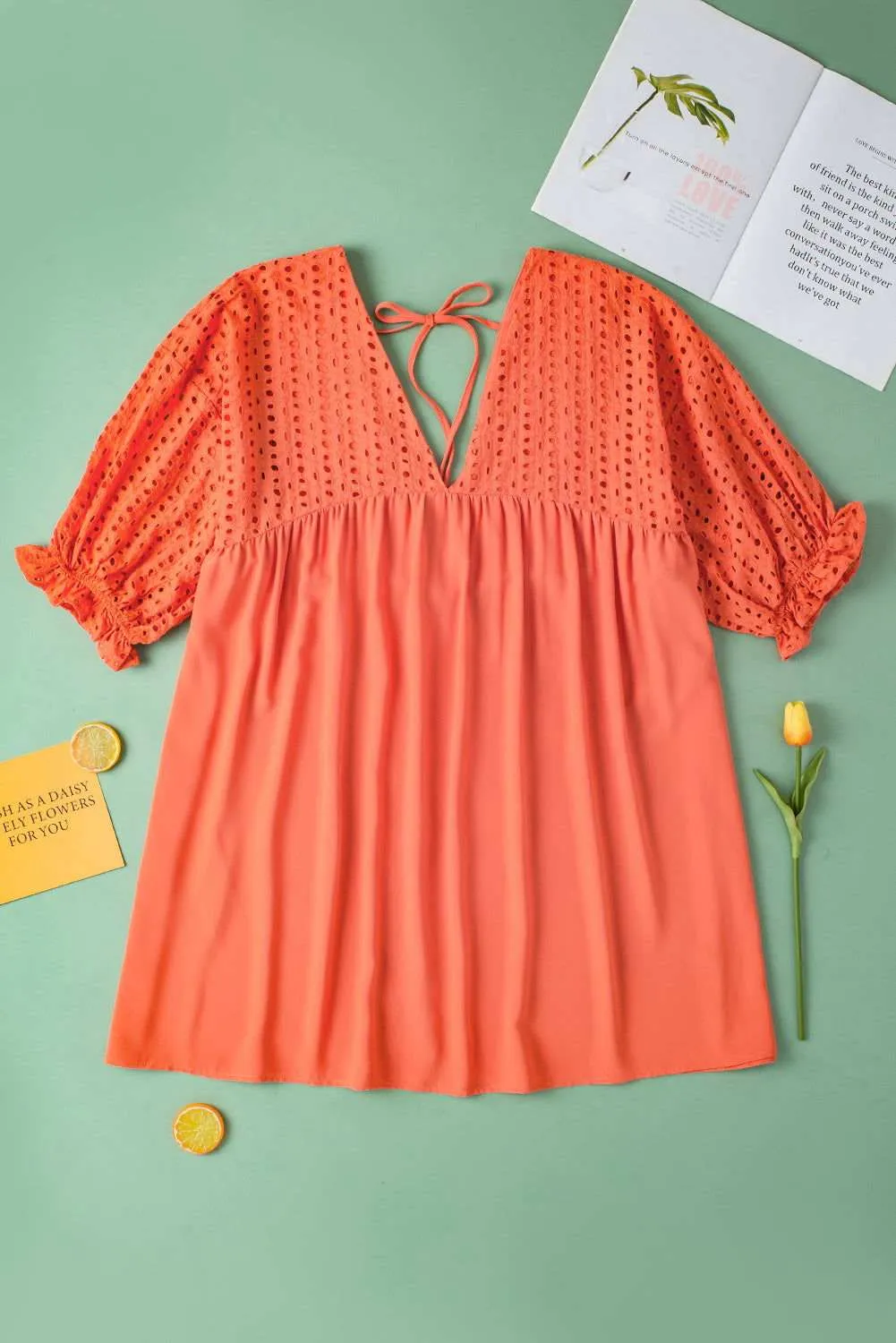 Carrot Plus Size Eyelet V Neck Babydoll Dress - Stylish Fit