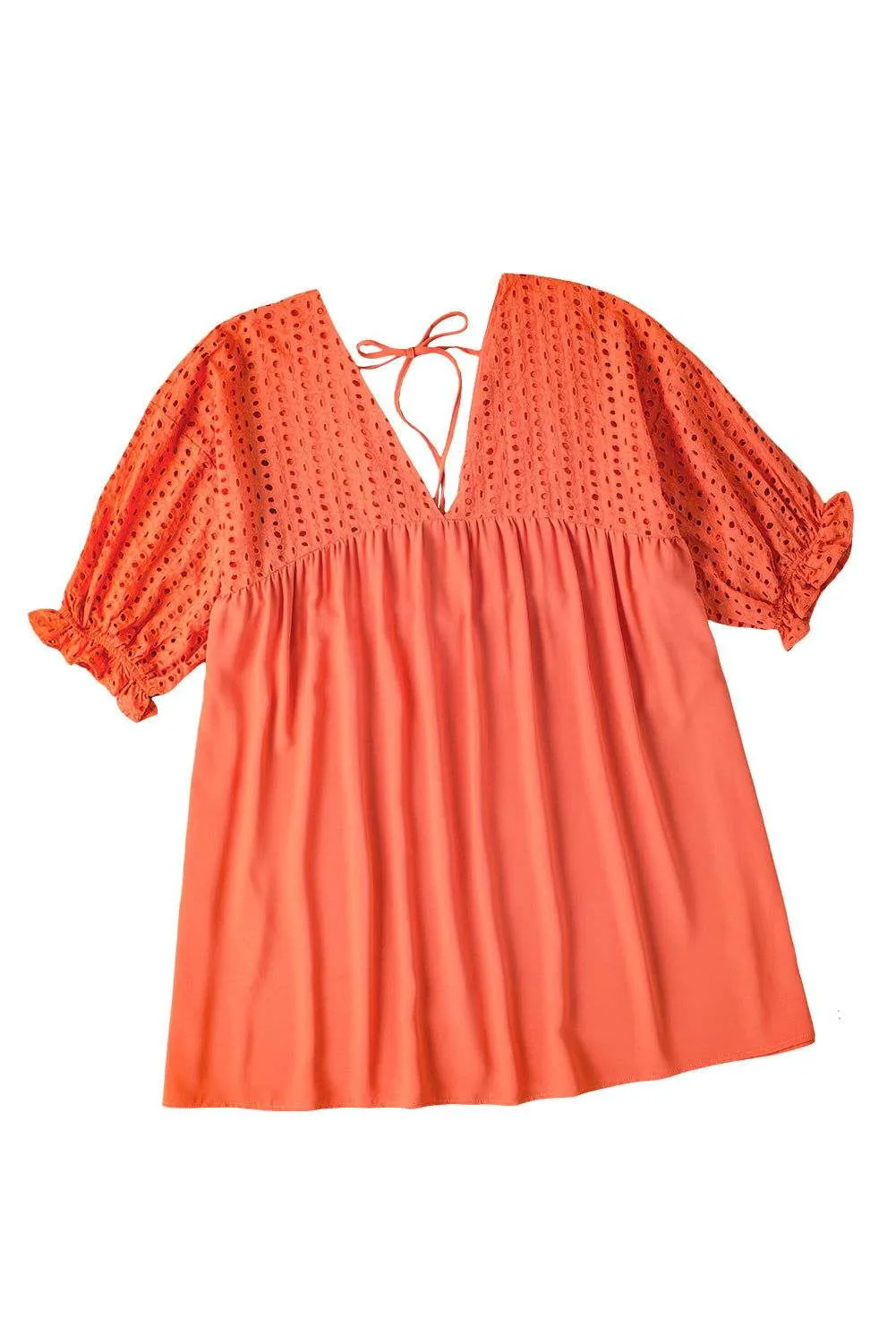 Carrot Plus Size Eyelet V Neck Babydoll Dress - Stylish Fit