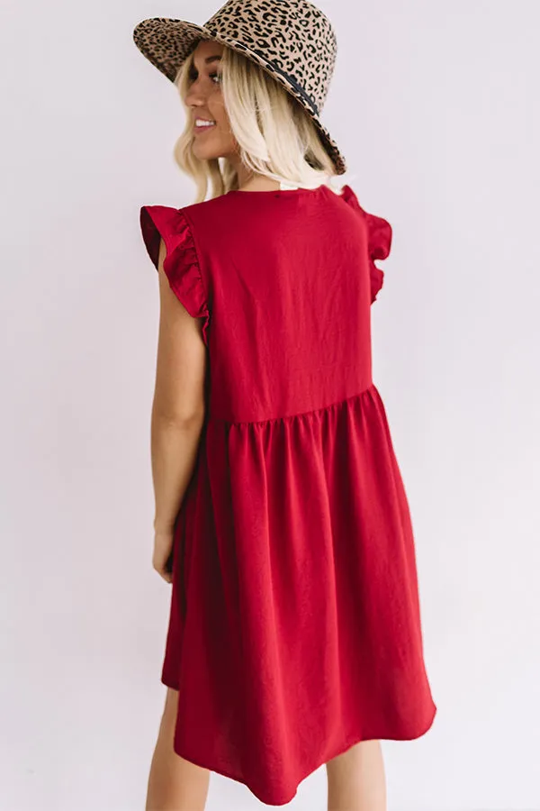 Champs And Cheers Front Tie Dress in Crimson