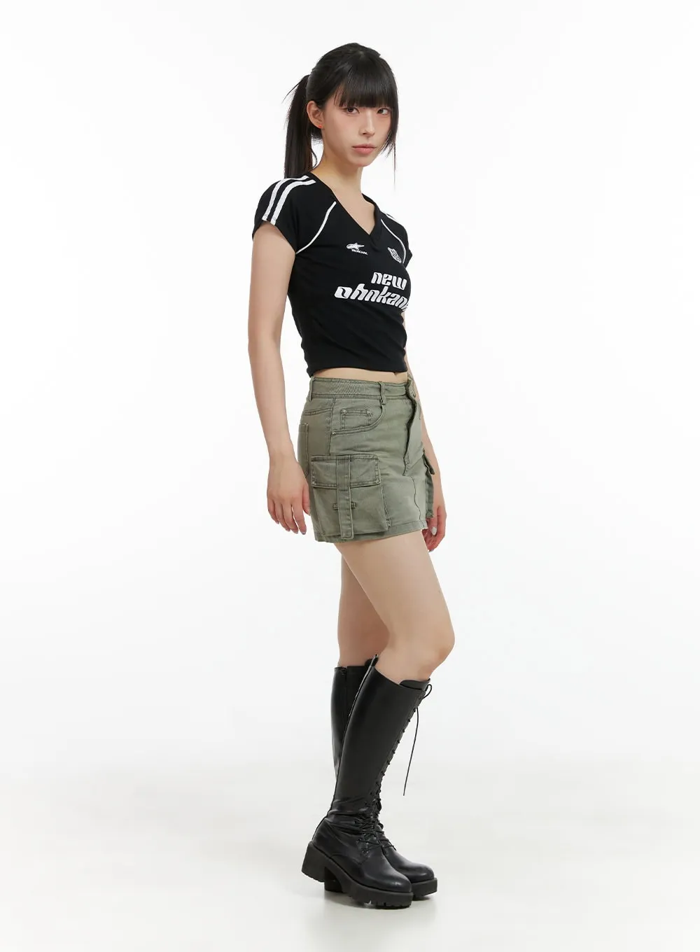 Chic Cargo Denim Mini Skirt CL422