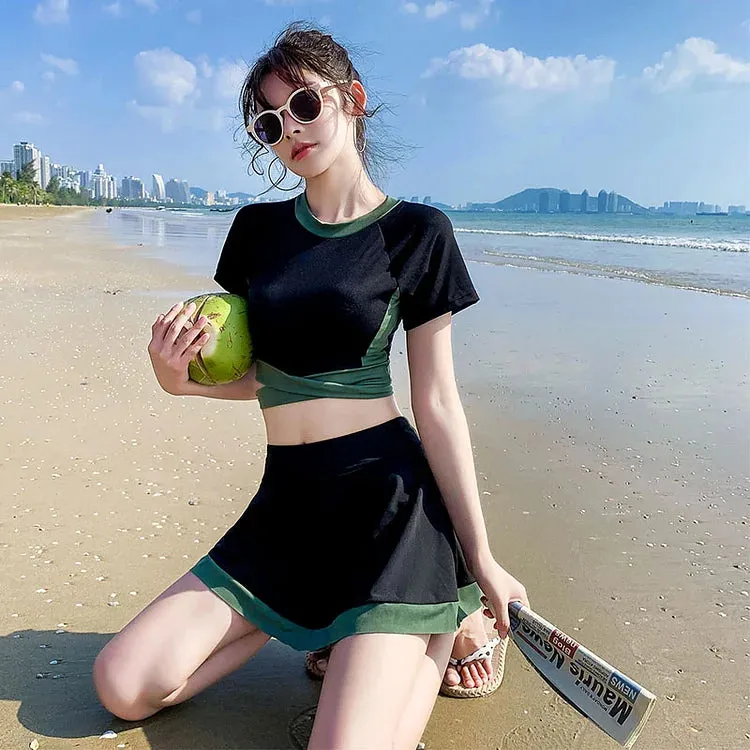 Chic High Waist Colorblock Swimwear