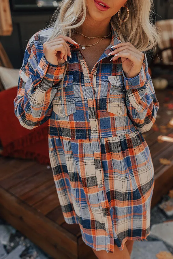 Cold Brew Babe Flannel Babydoll Dress