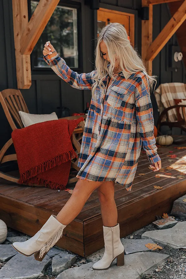Cold Brew Babe Flannel Babydoll Dress