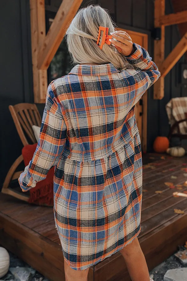 Cold Brew Babe Flannel Babydoll Dress