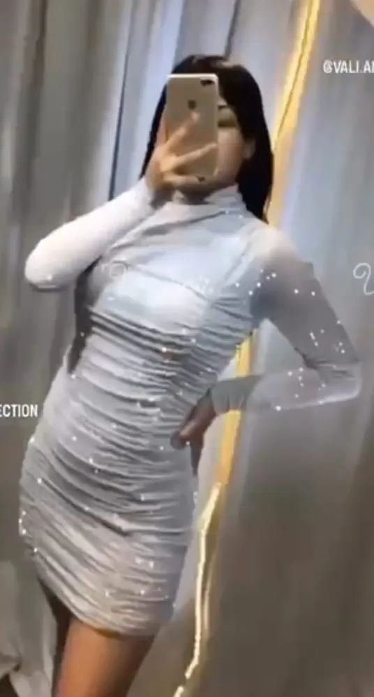 Cowl neck glitter ruched mesh bodycon dress white silver