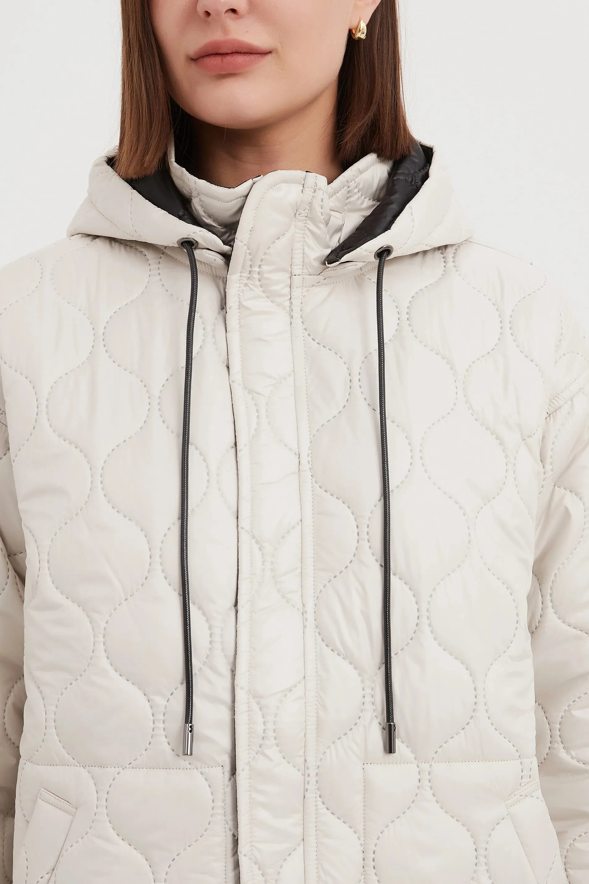 Cream/Black Reversible Parka