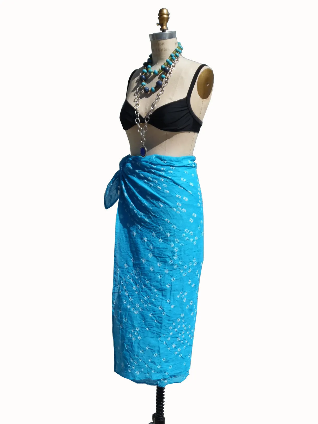 Crinkle Cotton Pareo Sarong In Turquoise