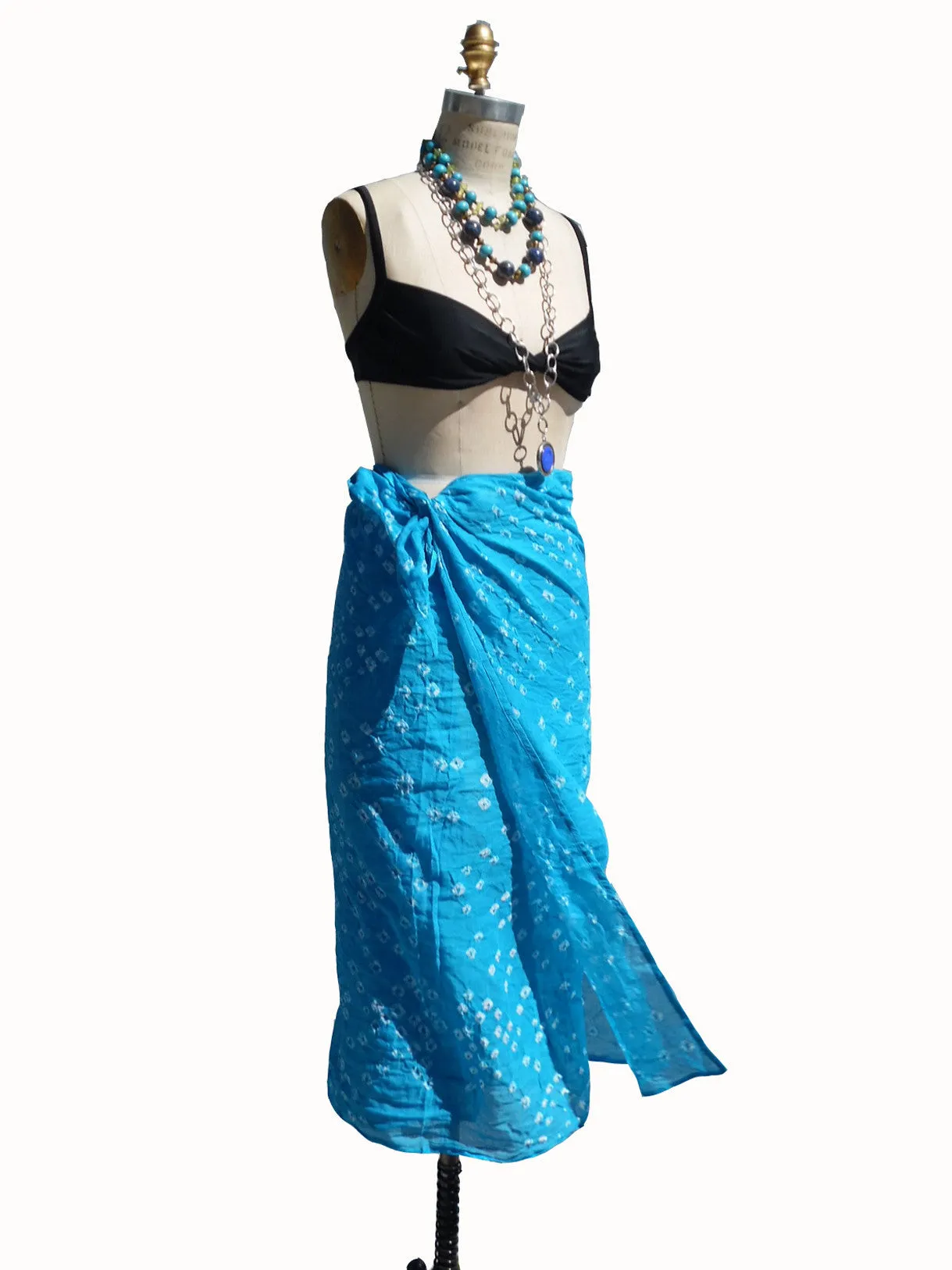 Crinkle Cotton Pareo Sarong In Turquoise