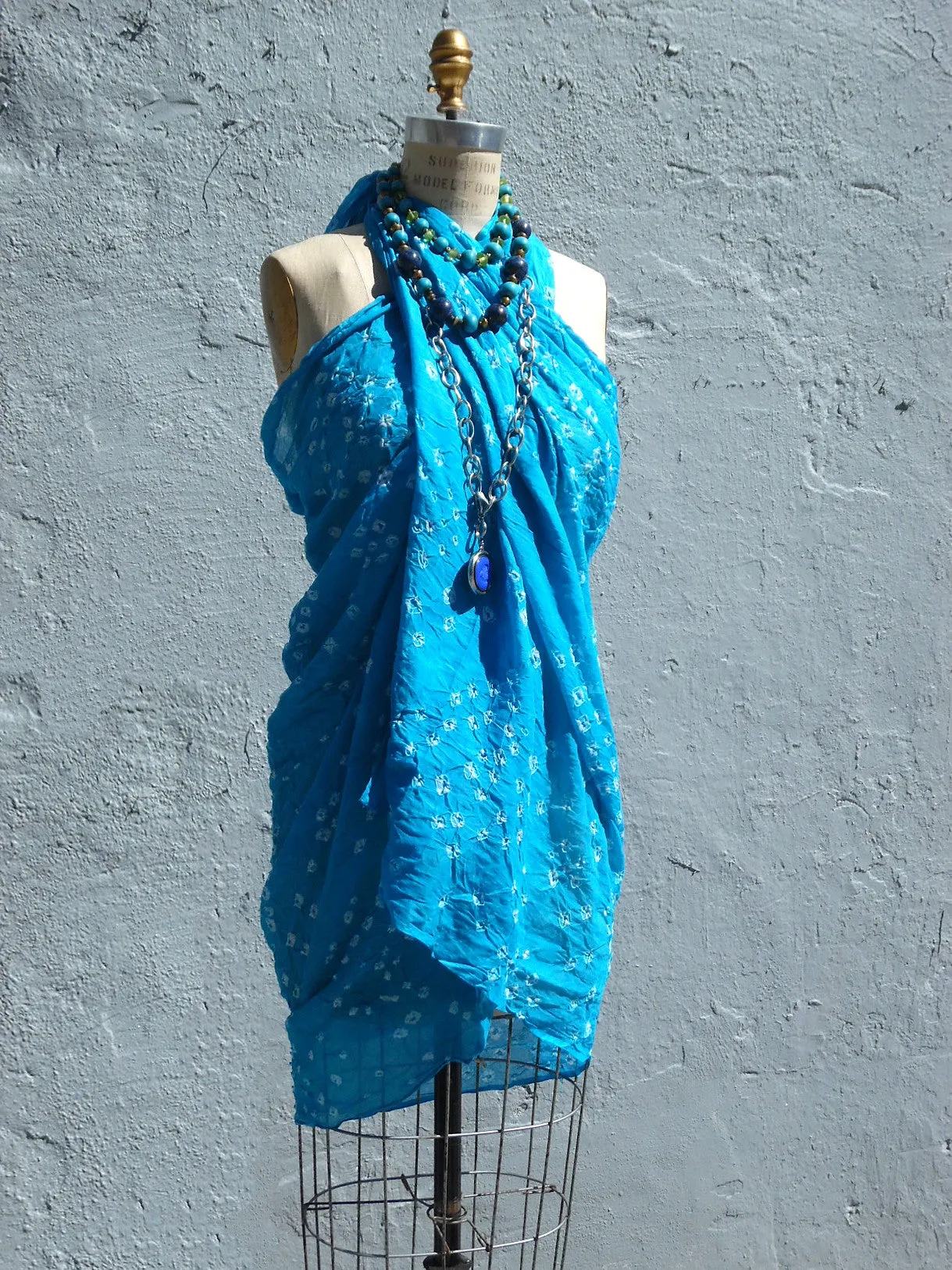 Crinkle Cotton Pareo Sarong In Turquoise