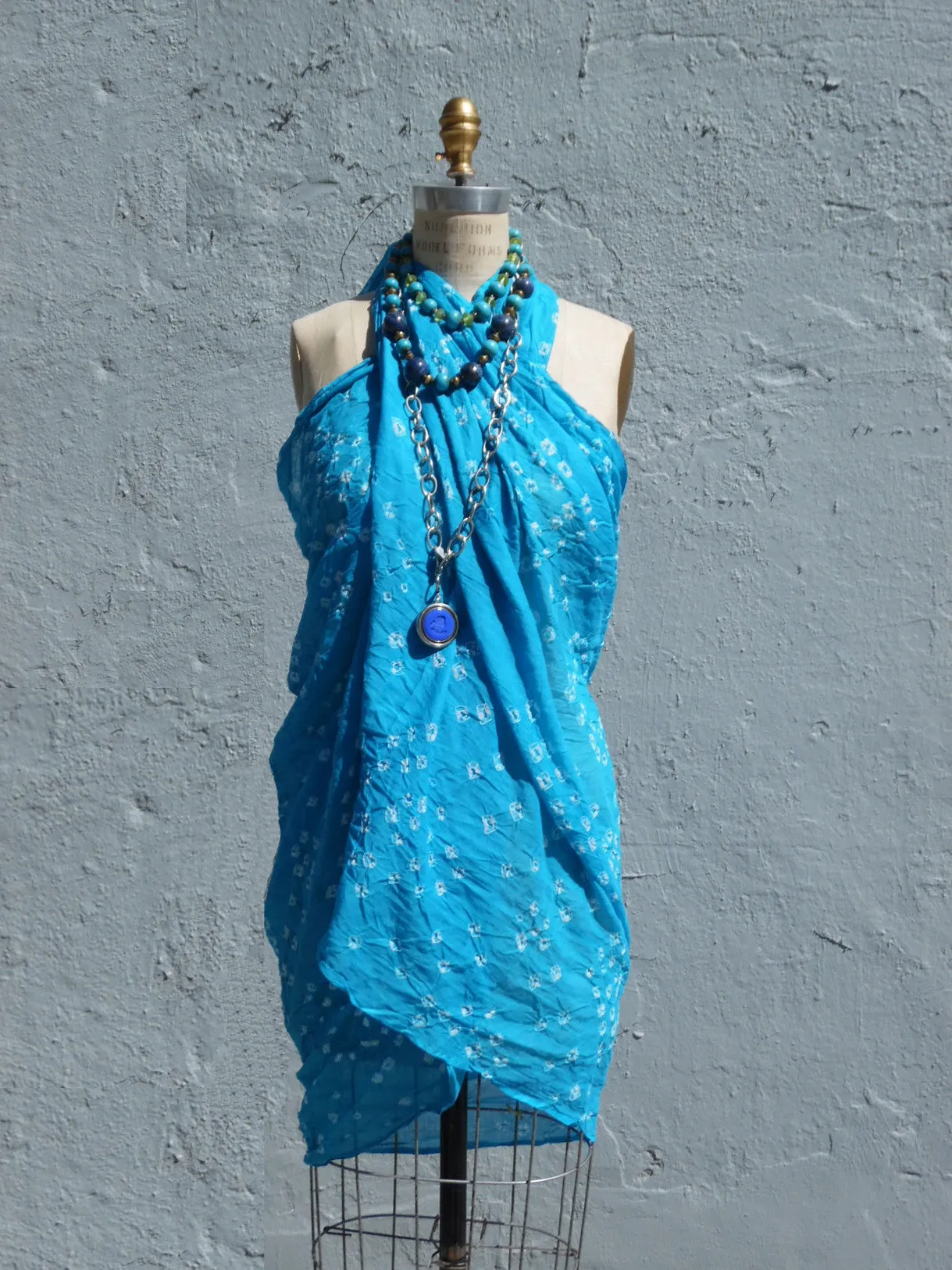 Crinkle Cotton Pareo Sarong In Turquoise