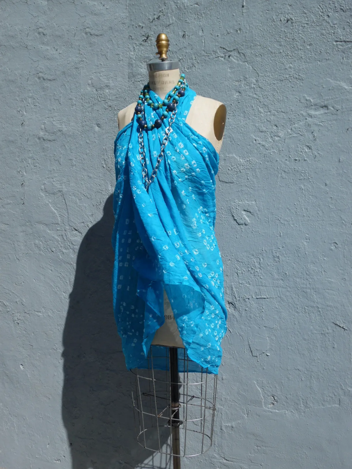 Crinkle Cotton Pareo Sarong In Turquoise