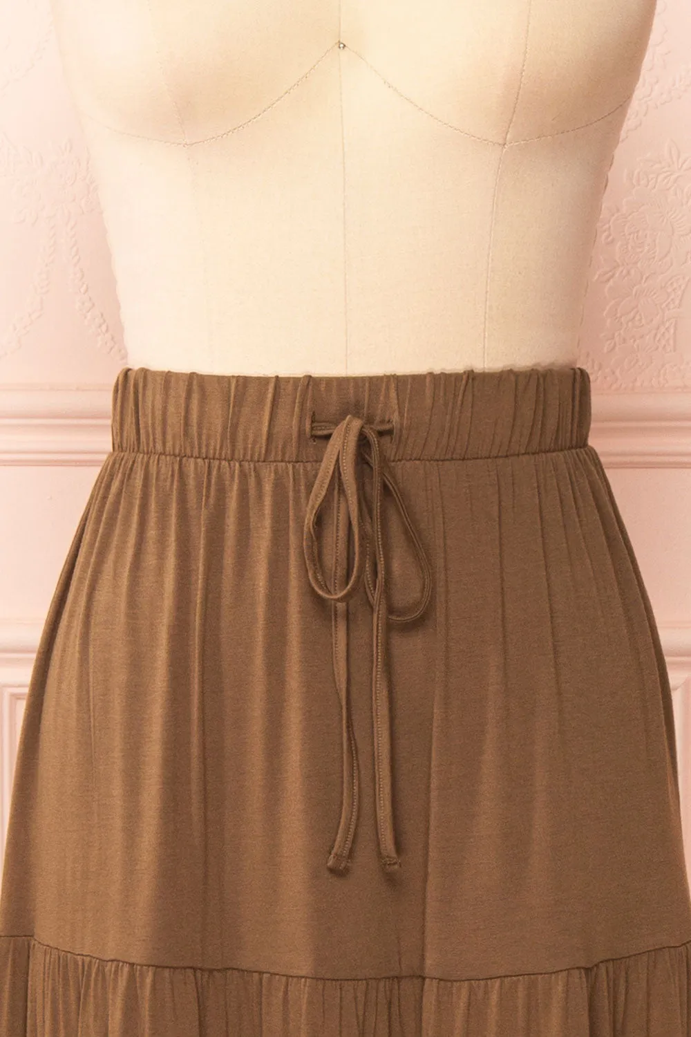 Cupido Khaki | Tiered Midi Skirt