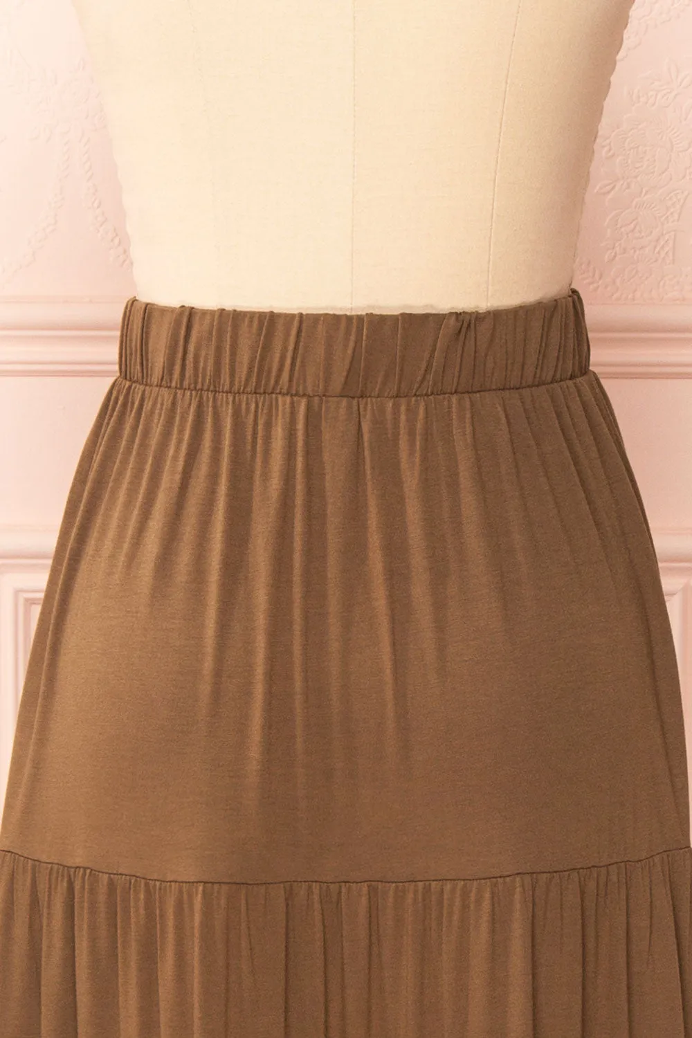 Cupido Khaki | Tiered Midi Skirt