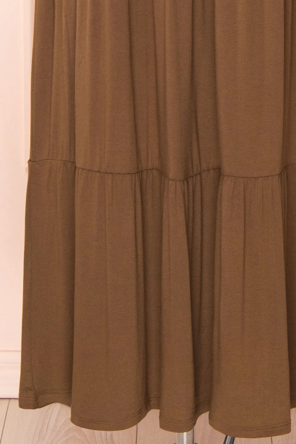 Cupido Khaki | Tiered Midi Skirt