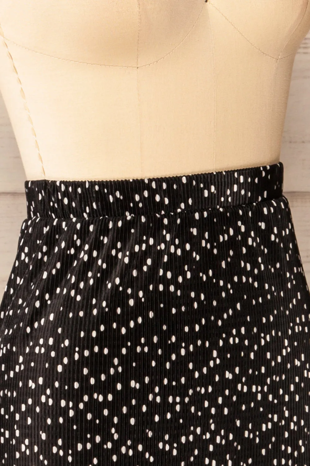 Dimbarasse | Black Patterned Pleated Skirt