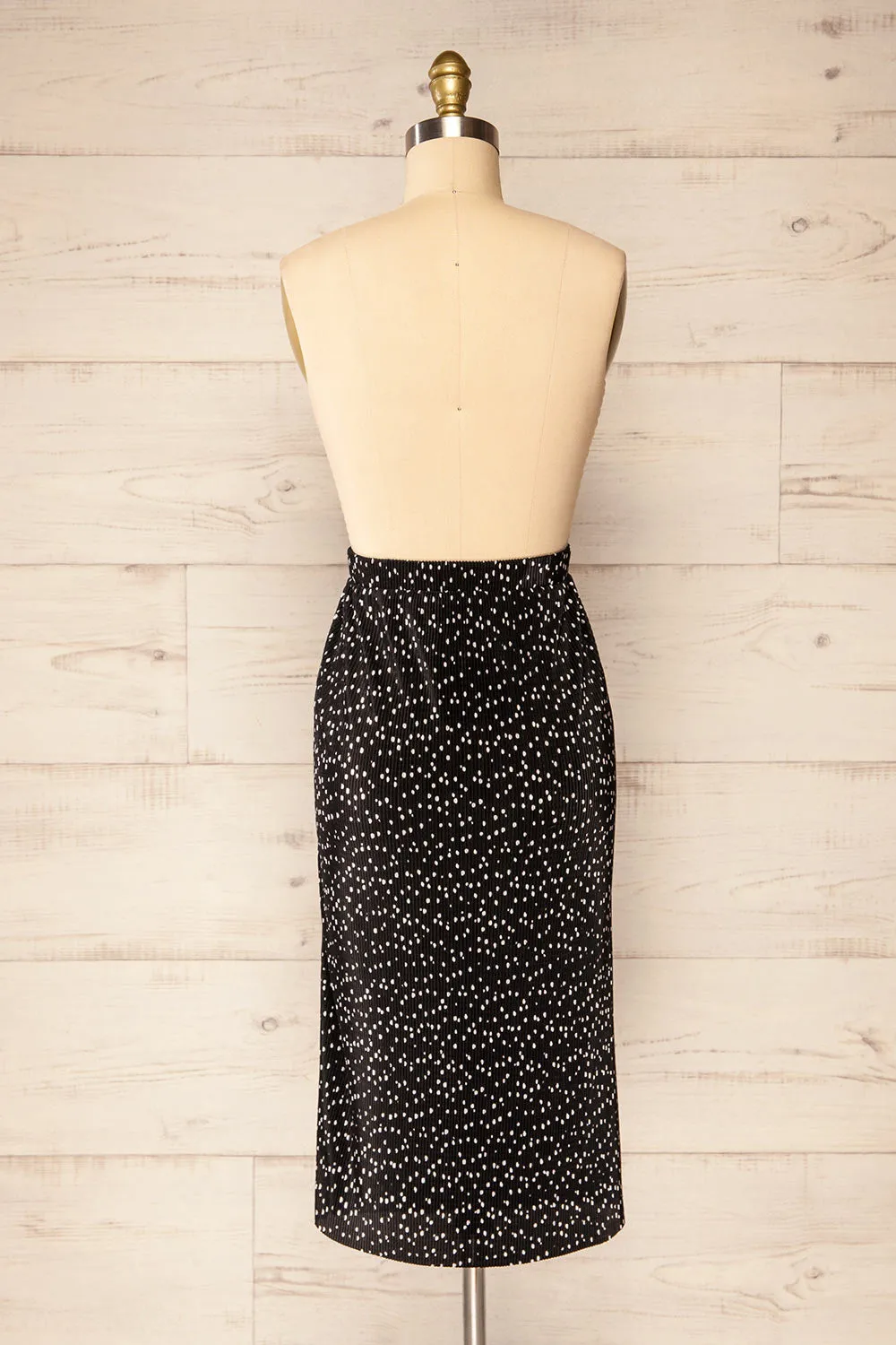 Dimbarasse | Black Patterned Pleated Skirt