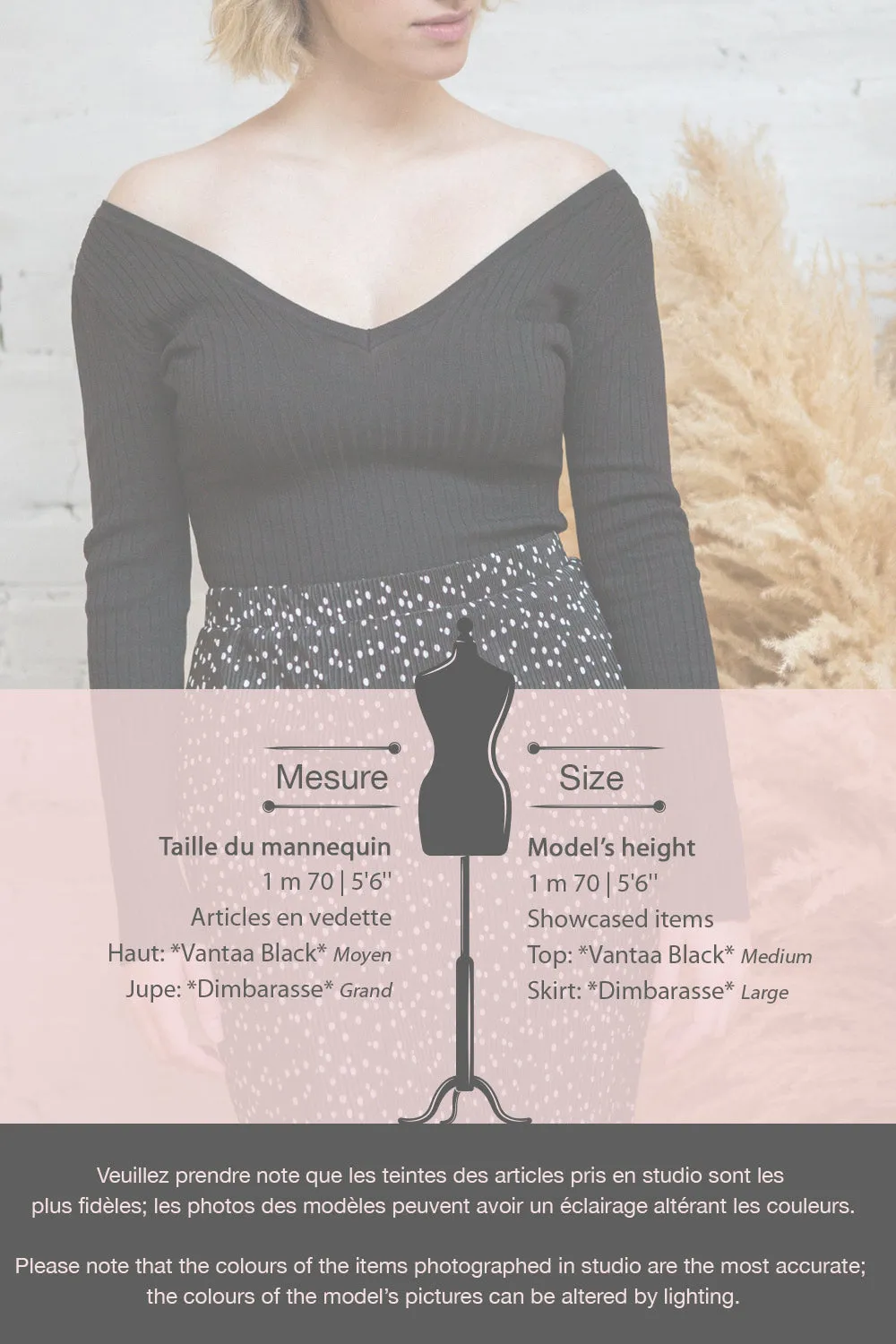 Dimbarasse | Black Patterned Pleated Skirt