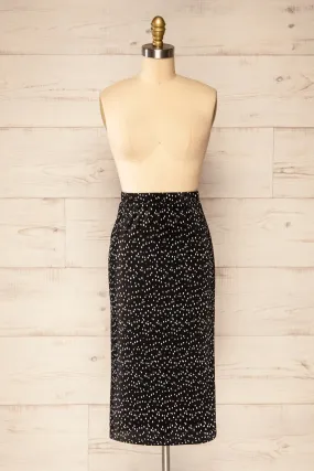 Dimbarasse | Black Patterned Pleated Skirt