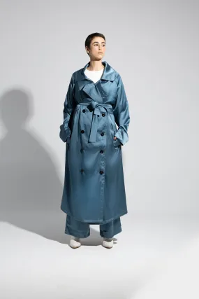 Double-Breasted Silk Trench Coat
